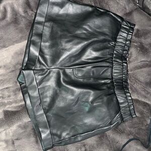 Women's Black Leather Shorts